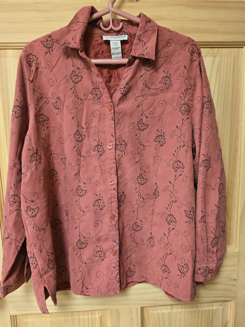 Sag Harbor Rosewood Pink Floral Button-Down Shirt